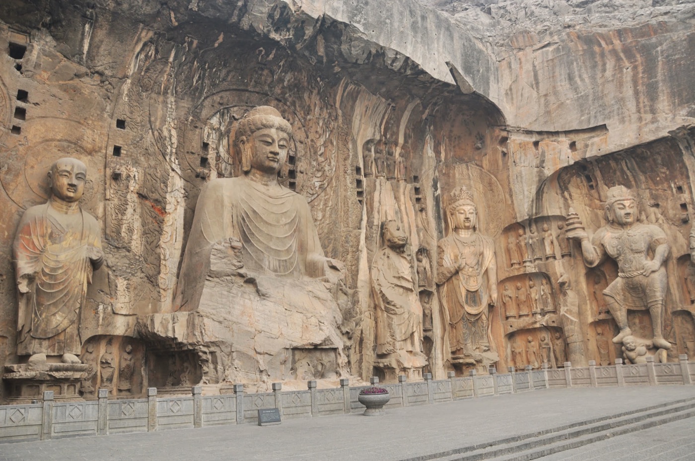Detailed Longmen Grottoes Buddhist cave art in Luoyang