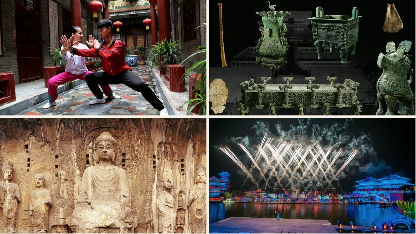 Family-friendly Henan route with taiji practice, Henan Museum relics, Longmen Grottoes, and Kaifeng night travel