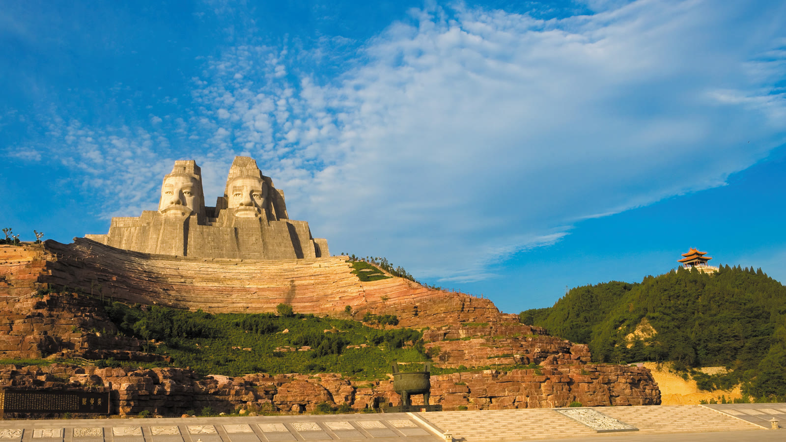Yanhuang Square at Zhengzhou Yellow River Scenic Area representing Yellow River culture in Henan